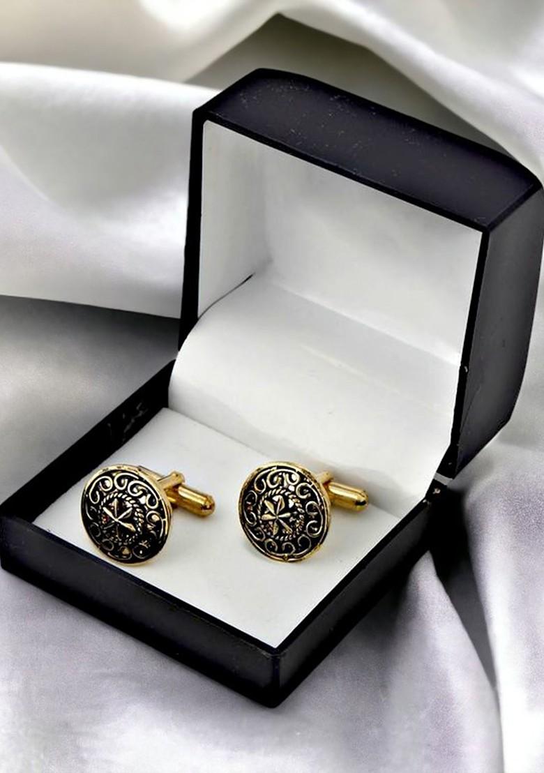 Black Studs Gold Plated Cuffling For Men