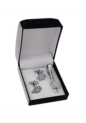 White Studs Silver Plated Cuffling For Men