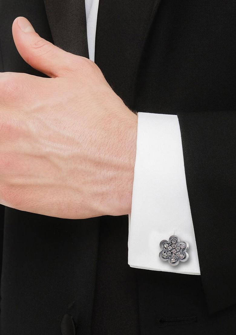 White Studs Silver Plated Cuffling For Men