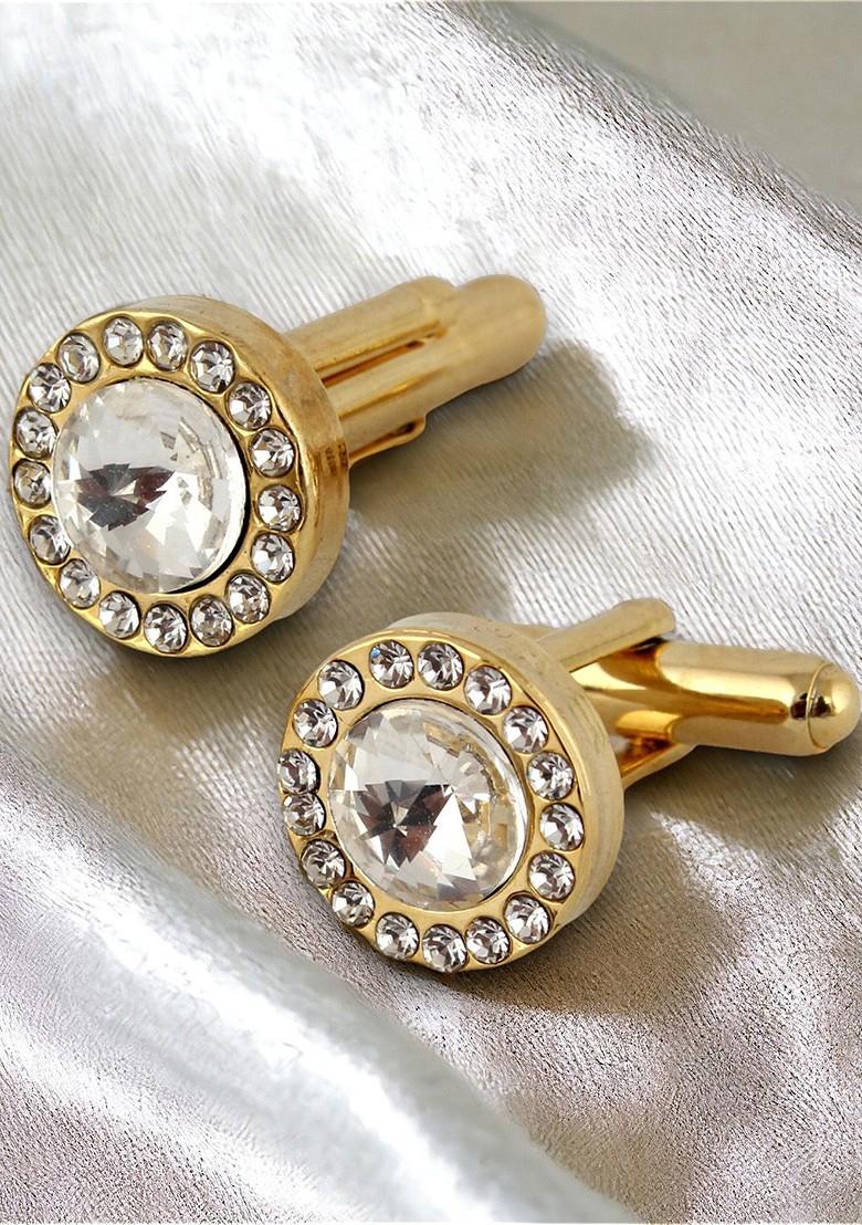 White Studs Silver Plated Cuffling For Men