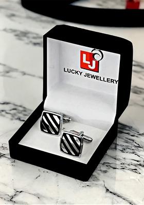 Black Studs Silver Plated Cuffling For Men