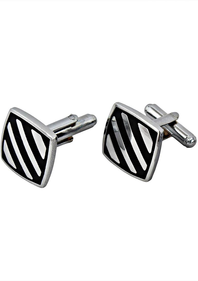 Black Studs Silver Plated Cuffling For Men
