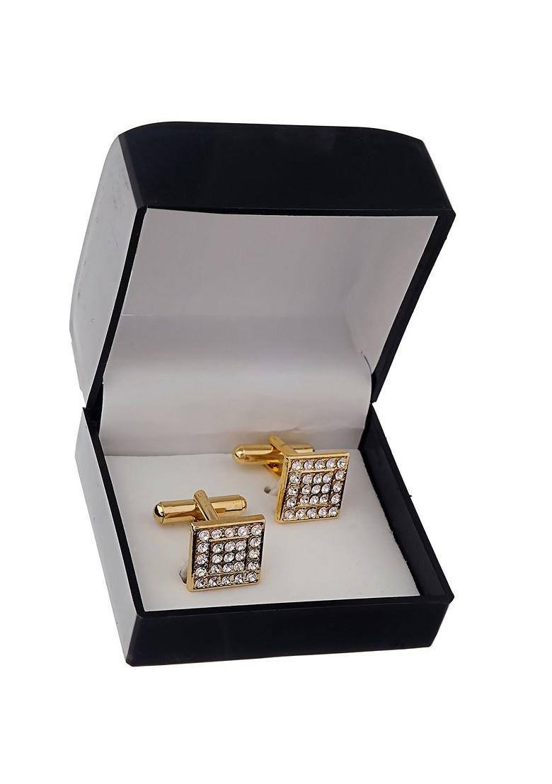White Studs Gold Plated Cuffling For Men