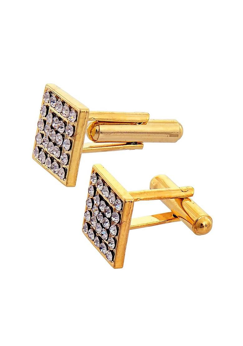 White Studs Gold Plated Cuffling For Men