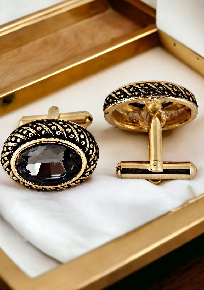 Grey Studs Gold Plated Cuffling For Men