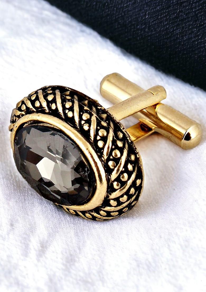 Grey Studs Gold Plated Cuffling For Men