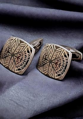 Black Studs Silver Plated Cuffling For Men