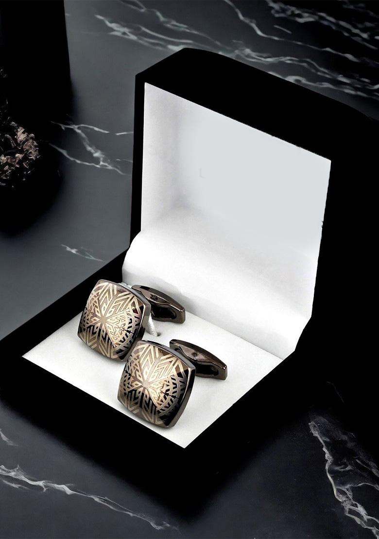 Black Studs Silver Plated Cuffling For Men