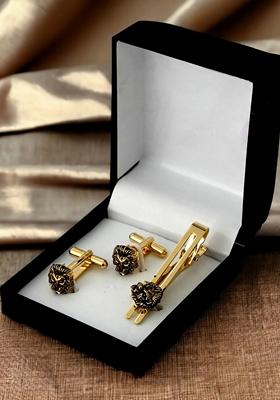 Black Studs Gold Plated Cuffling For Men