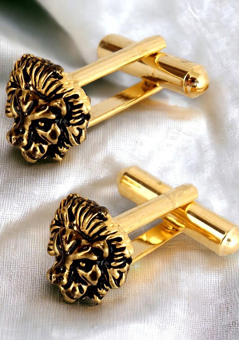 Black Studs Gold Plated Cuffling For Men