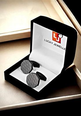 Black Studs Silver Plated Cuffling For Men