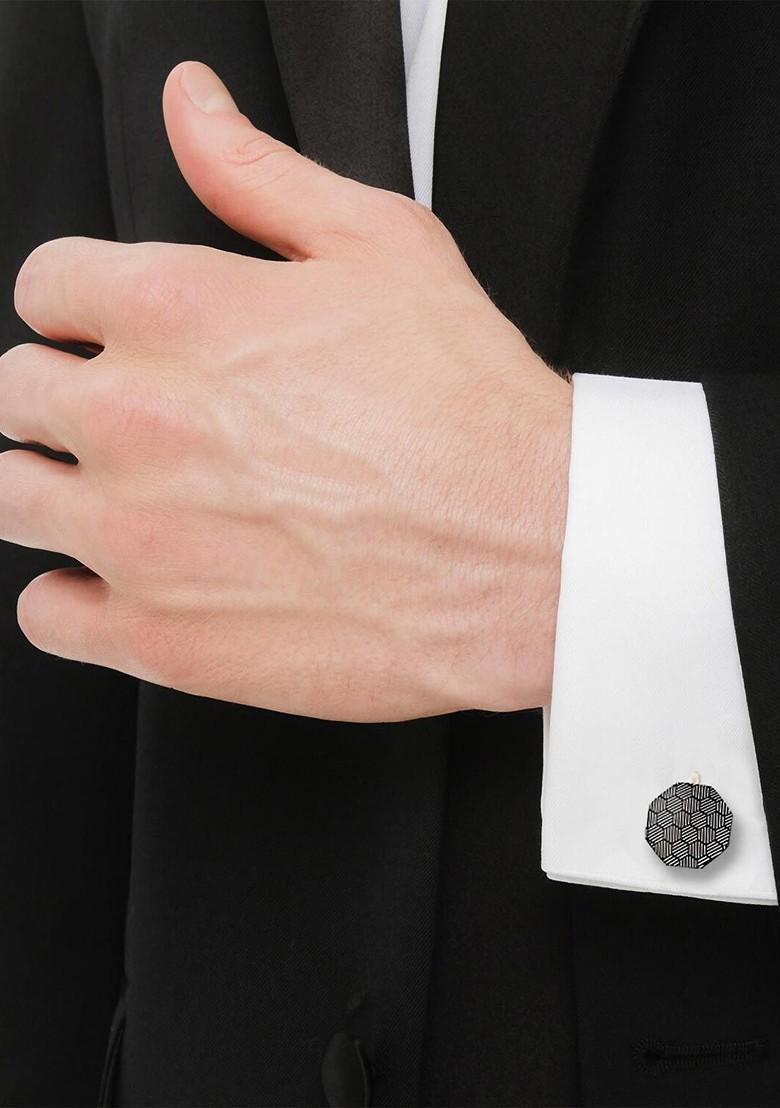 Black Studs Silver Plated Cuffling For Men