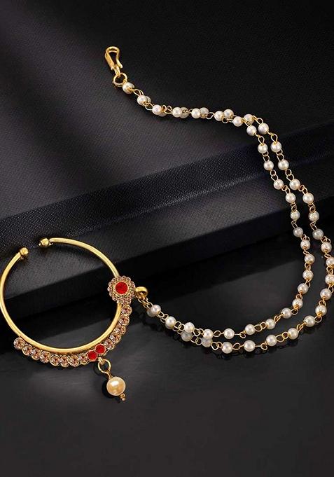 Gold Zirconia Gold Plated Nose Ring