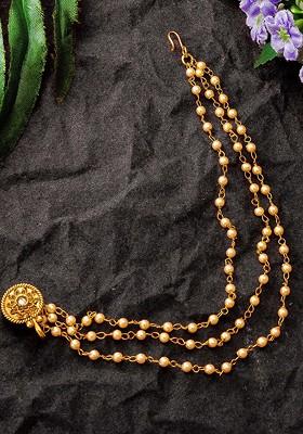 Gold Plated American Diamond Studded Nose Pin With Chain