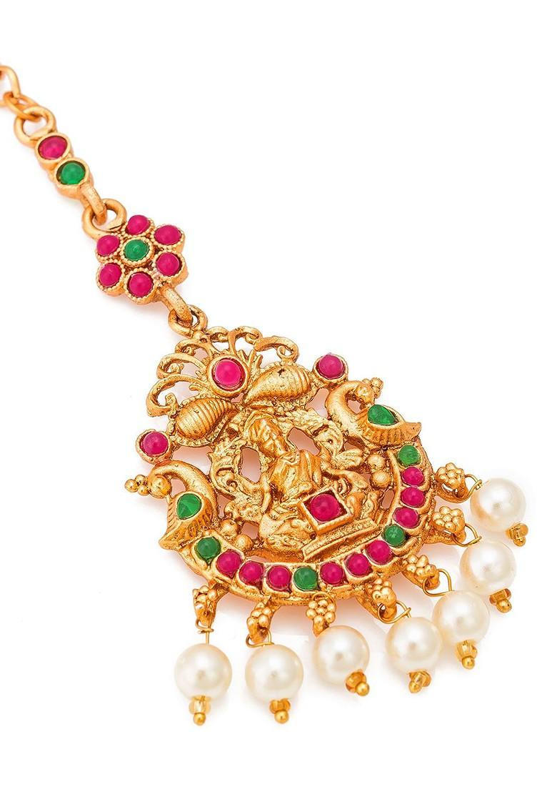 Gold Plated Kundan Studded Maang Tikka Head Jewellery