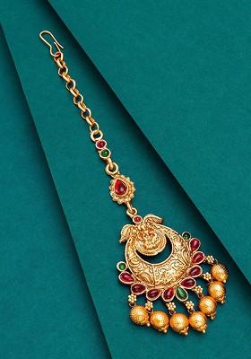 Gold Plated Kundan Studded Maangtikka