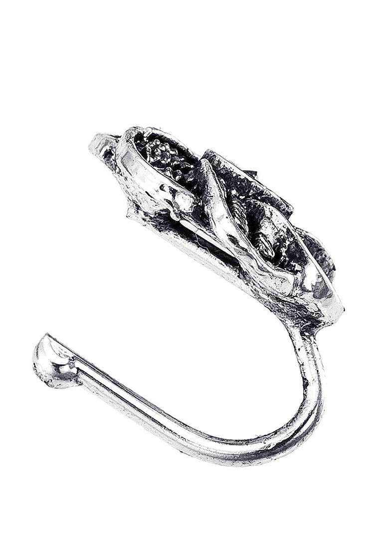 Silver Silver Plated And White American Diamond Studded Stud Nosepin - Indya