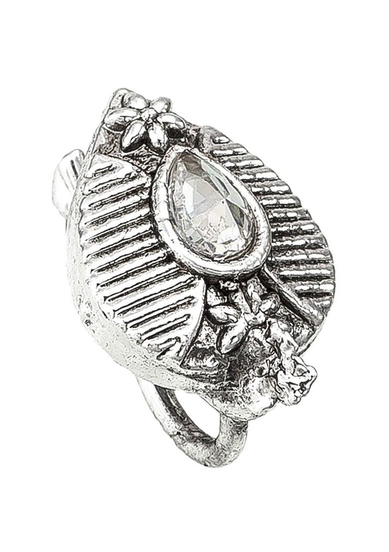 Silver Silver Plated White Ad Studded Stud Nose Pin