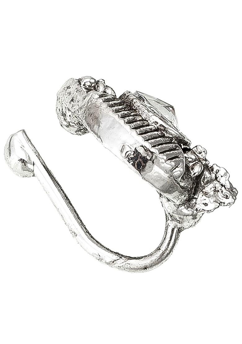 Silver Silver Plated White Ad Studded Stud Nose Pin