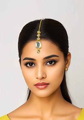 Gold Plated Kundan Studded Maang Tikka