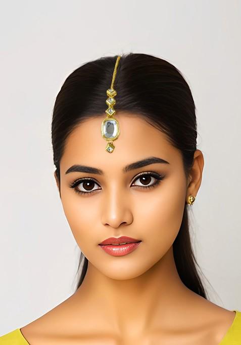Gold Plated Kundan Studded Maang Tikka