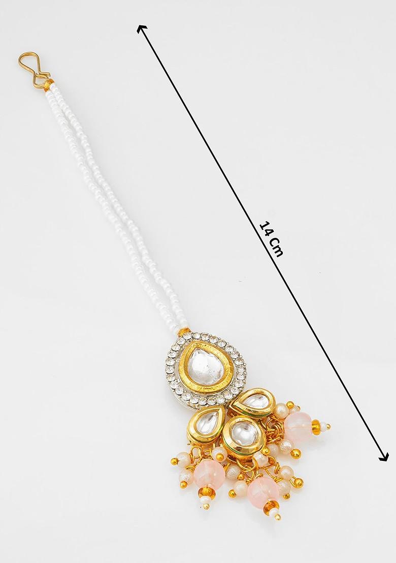 Gold Plated Kundan Studded Maang Tikka Head Jewellery