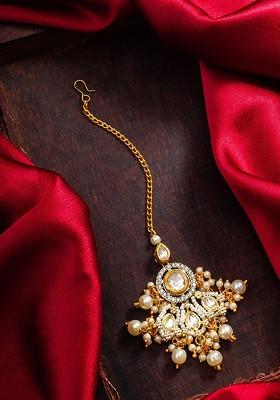 Gold Plated Kundan Studded Maang Tikka
