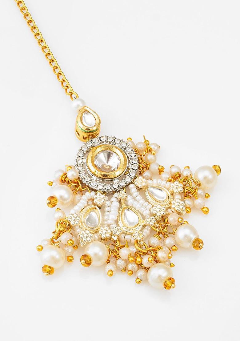Gold Plated Kundan Studded Maang Tikka