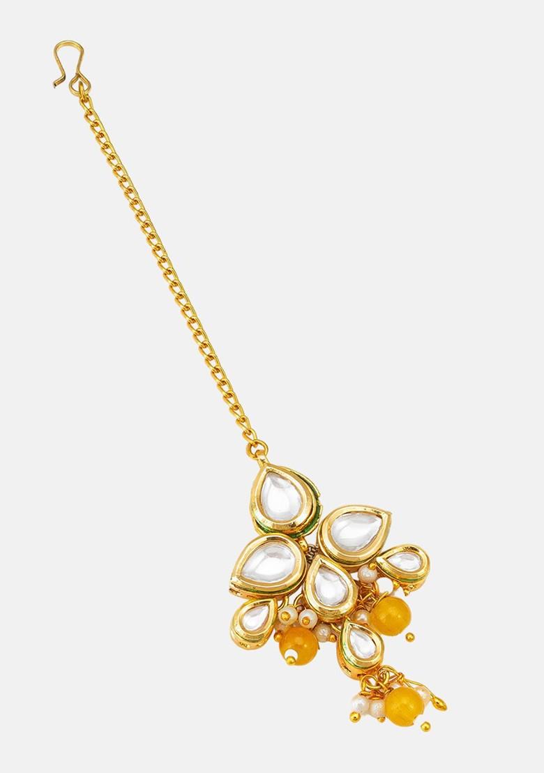 Gold Plated Kundan Studded Maang Tikka