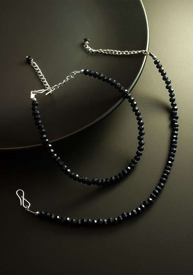 Silver Beaded Anklet - Indya