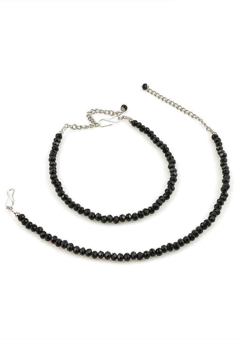 Silver Beaded Anklet - Indya