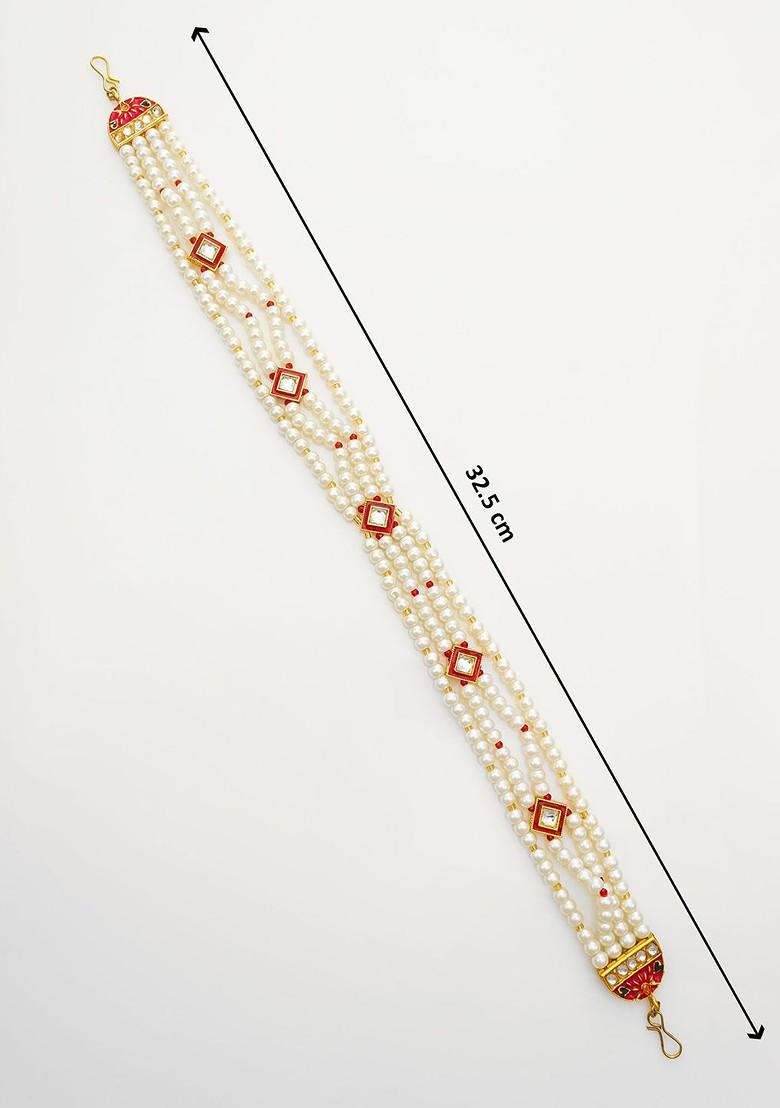 Gold Plated Pearls Studded Maang Tikka Head Jewellery