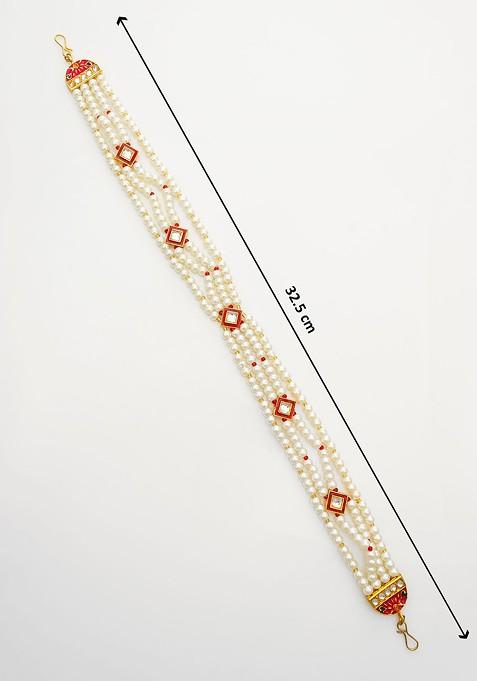 Gold Plated Pearls Studded Maang Tikka Head Jewellery