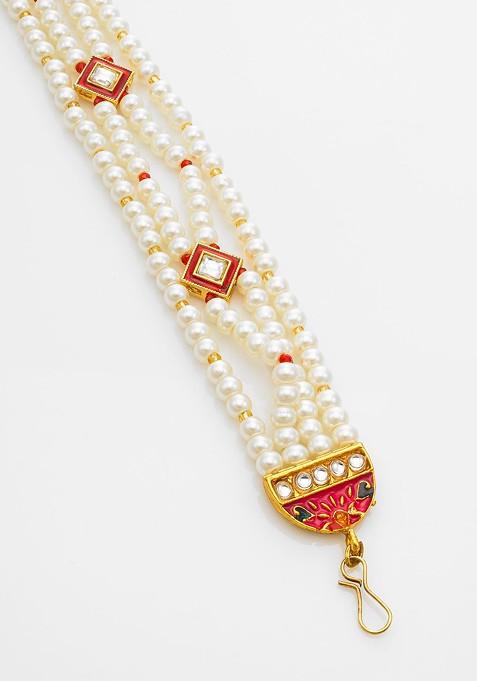 Gold Plated Pearls Studded Maang Tikka Head Jewellery