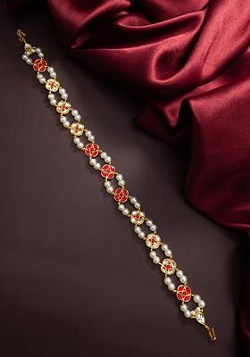 Gold Plated Pearls Studded Maang Tikka Head Jewellery