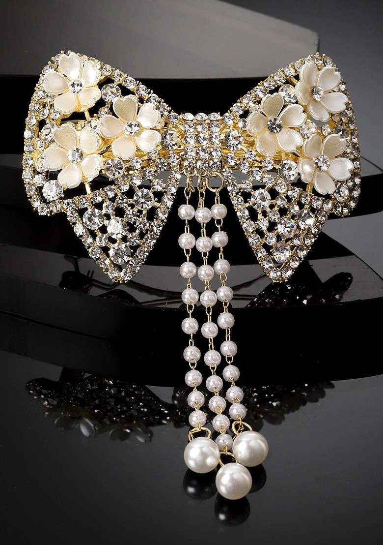Gold Plated Embellished French Barrette - Indya
