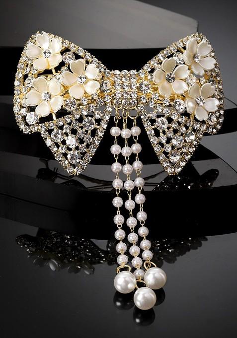 Gold Plated Embellished French Barrette