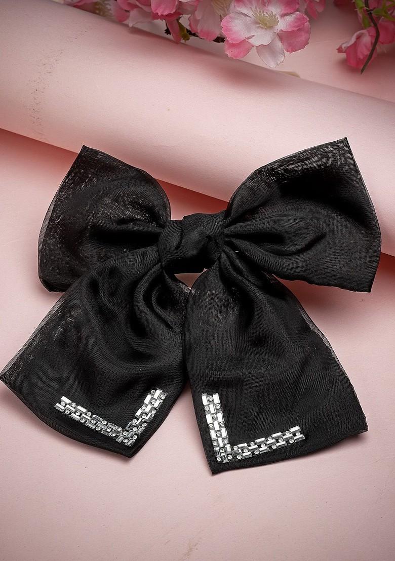 Black Embellished Alligator Hair Clip