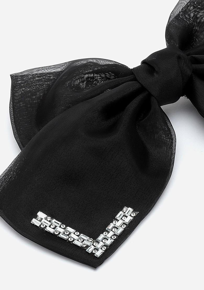 Black Embellished Alligator Hair Clip