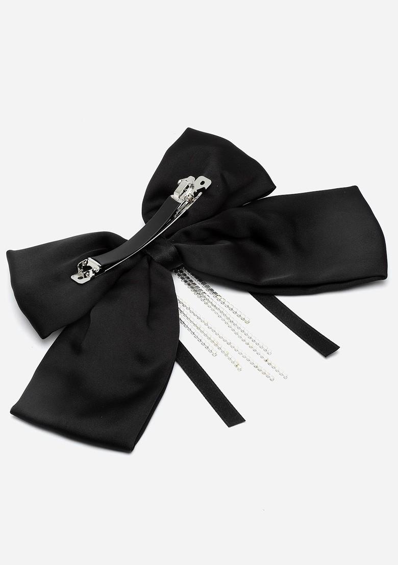 Black Stone Studded Embellished Tic Tac Hair Clip