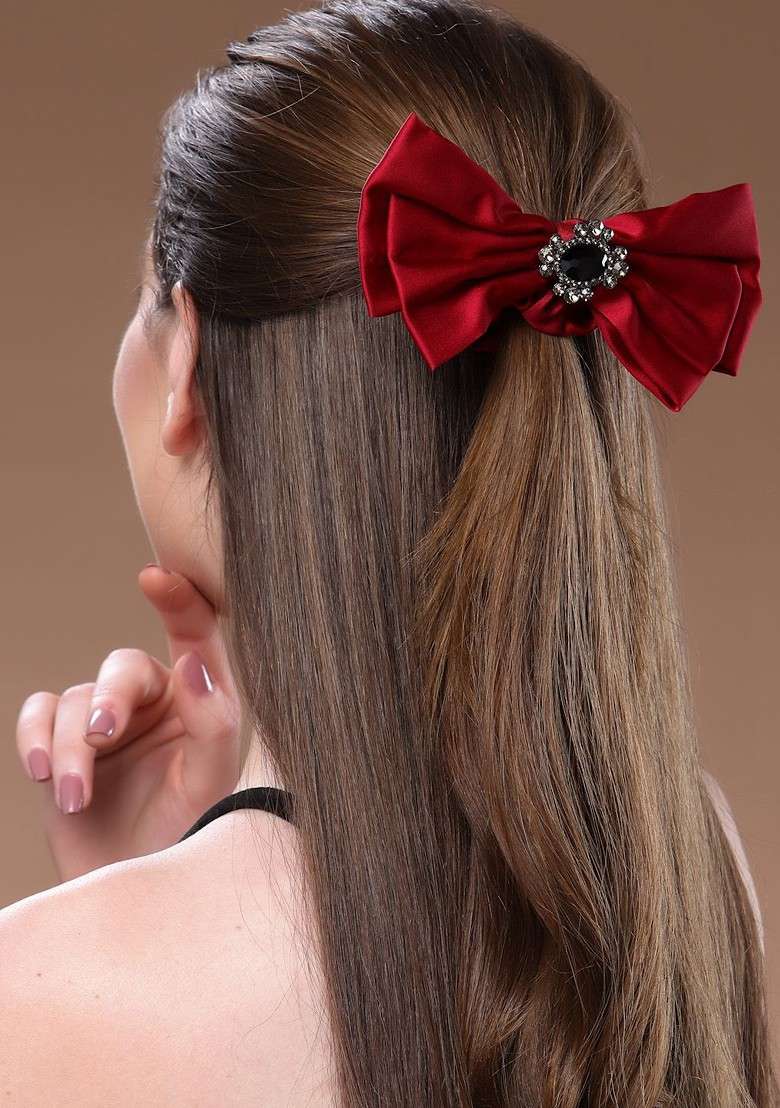 Maroon Embellished Ethnic Ponytail Holders - Indya