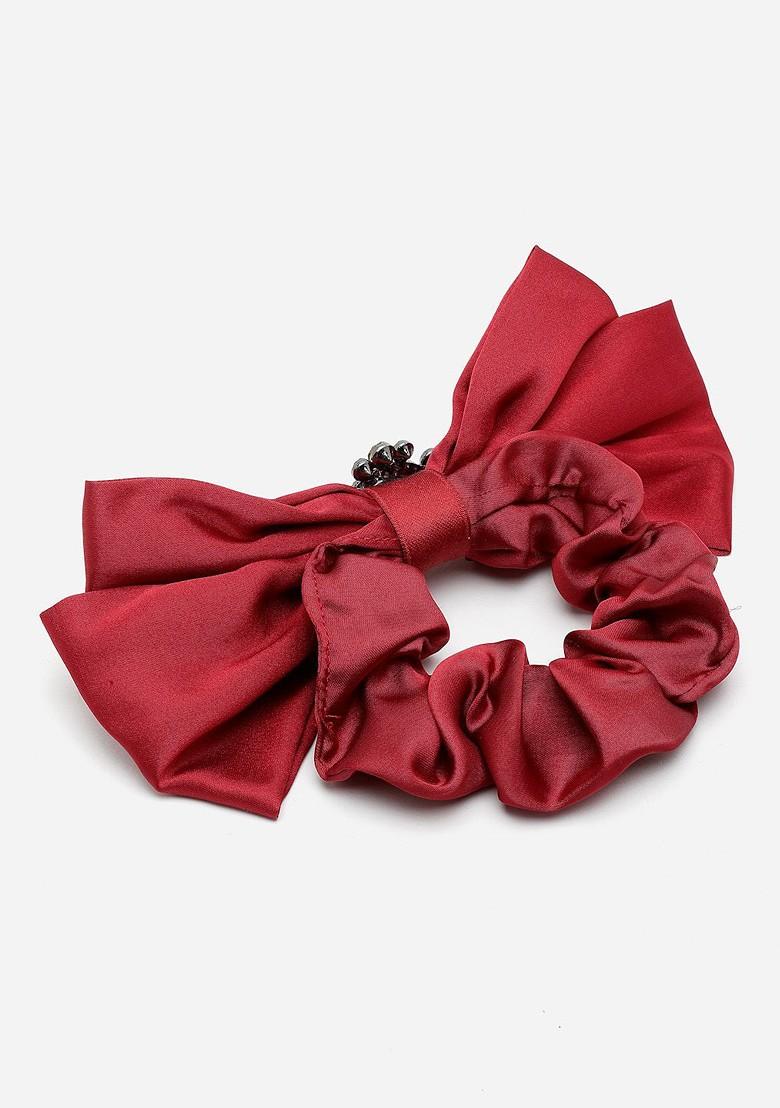 Maroon Embellished Ethnic Ponytail Holders