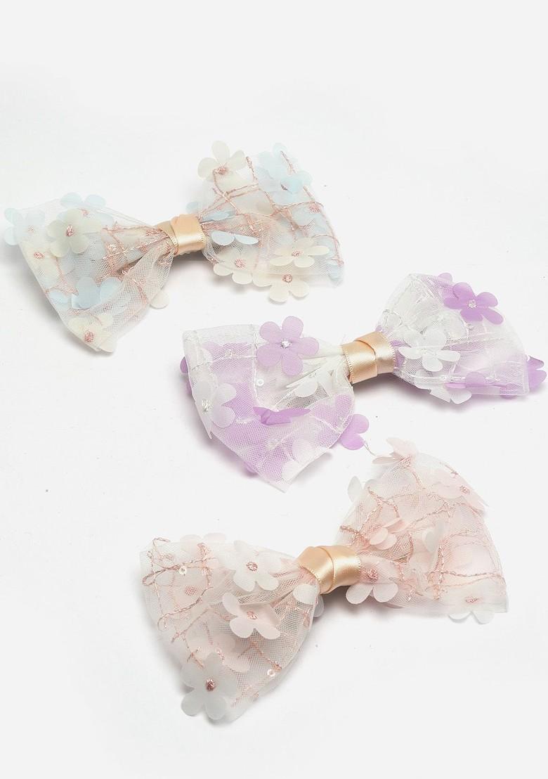 Set Of 3 Embellished Alligator Hair Clip