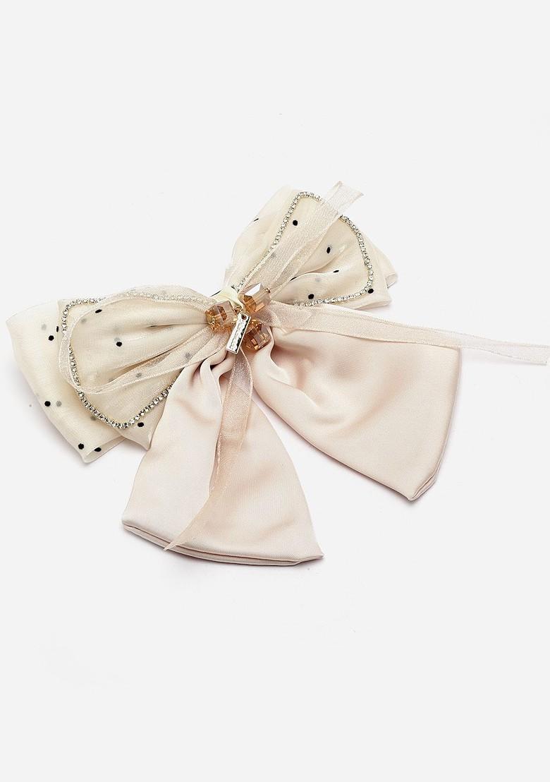 Cream Embellished French Barrette