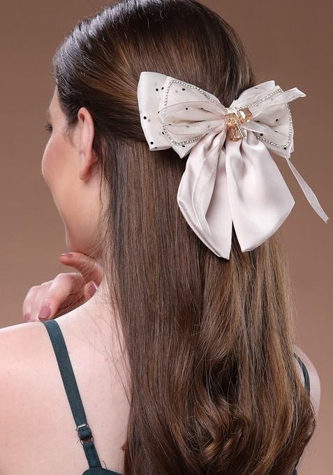 Cream Embellished French Barrette