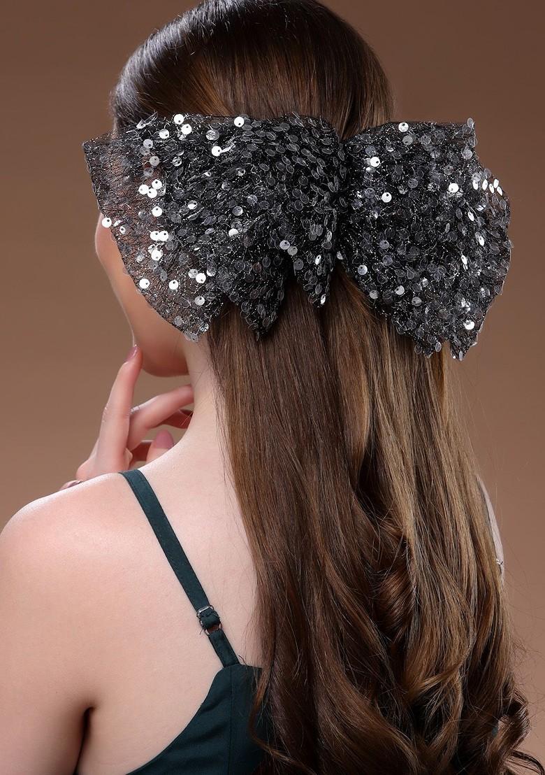 Black Embellished French Barrette