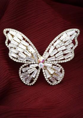 Embellished Stone Studded Butterfly Shpaed Claw Clip