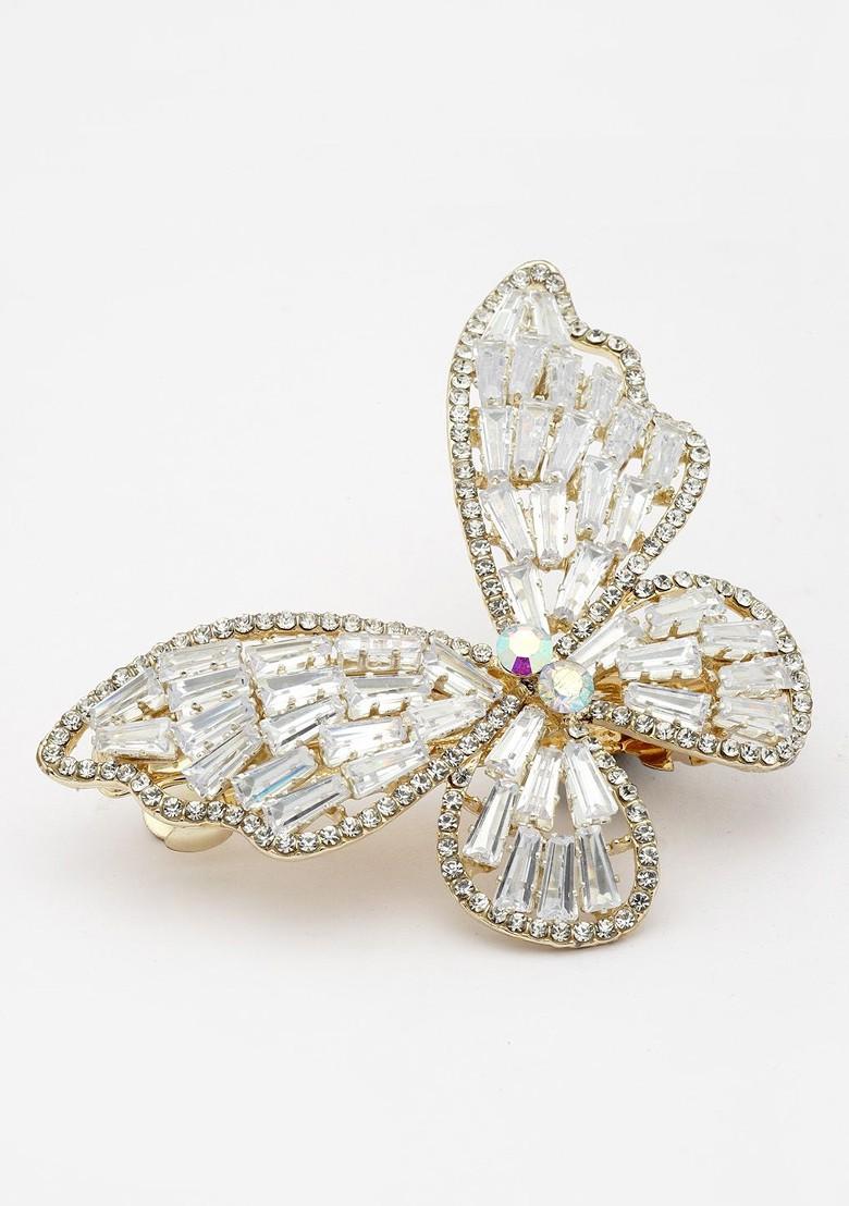 Embellished Stone Studded Butterfly Shpaed Claw Clip