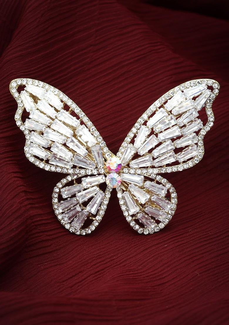Embellished Stone Studded Butterfly Shpaed Claw Clip