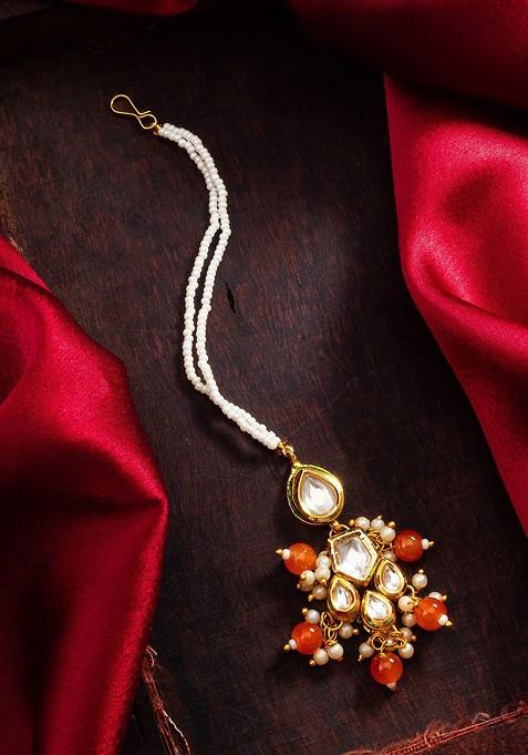 Gold Plated Kundan Studded Maang Tikka